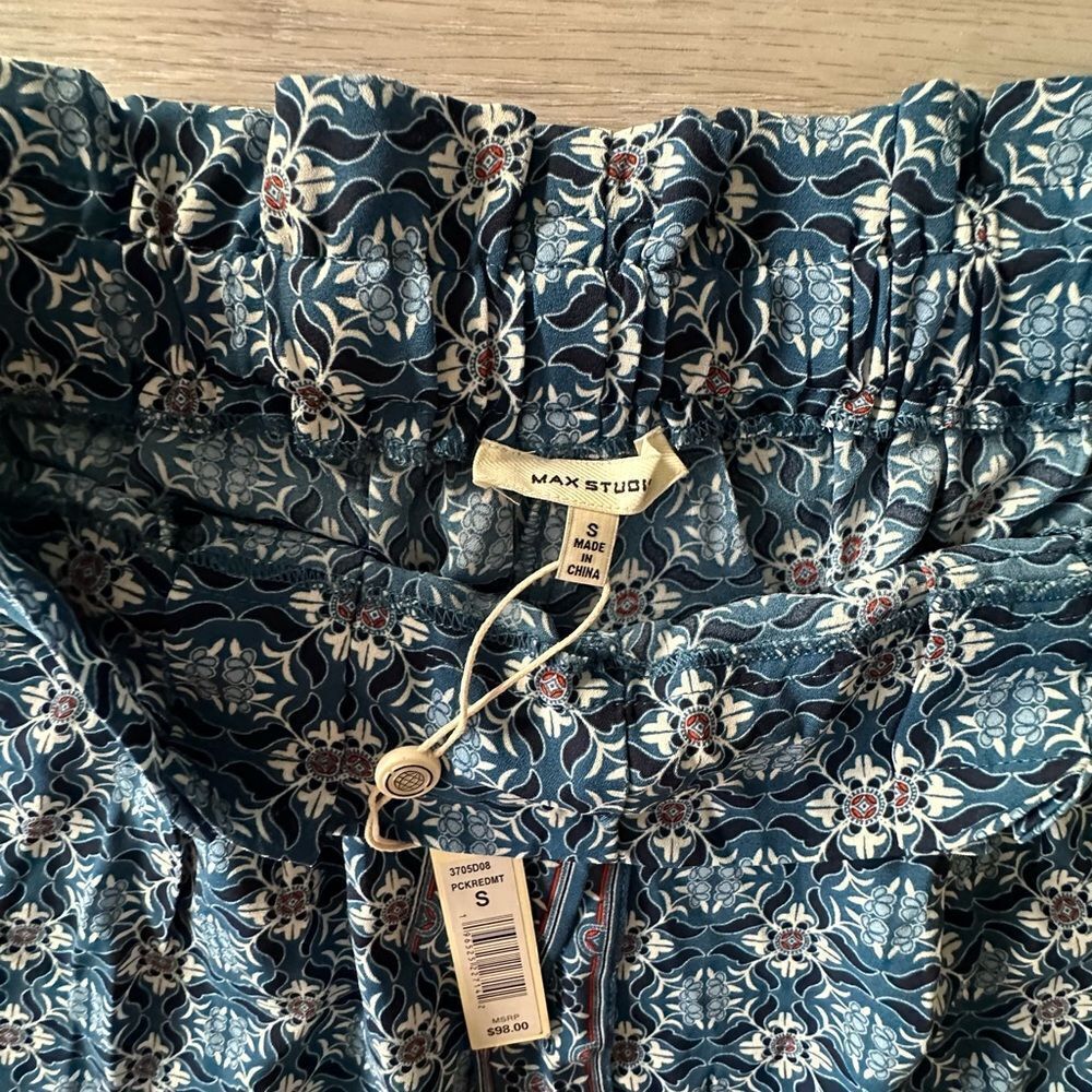 Max Studio Paperbag Belt Pant Blue S NWT - Picture 5 of 6